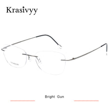 Load image into Gallery viewer, Krasivyy BRAND Pure Titanium Glasses Frame Women Ultralight Optical Prescription Eyeglasses Men Vintage Rimless Oval Eyewear