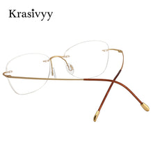 Load image into Gallery viewer, Krasivyy BRAND Pure Titanium Glasses Frame Women Ultralight Optical Prescription Eyeglasses Men Vintage Rimless Oval Eyewear