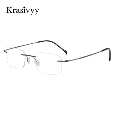 Krasivyy BRAND Pure Titanium Rimless glasses Frame Men Ultralight Screwless Myopia Prescription Eyewear Frameless Eyeglasses