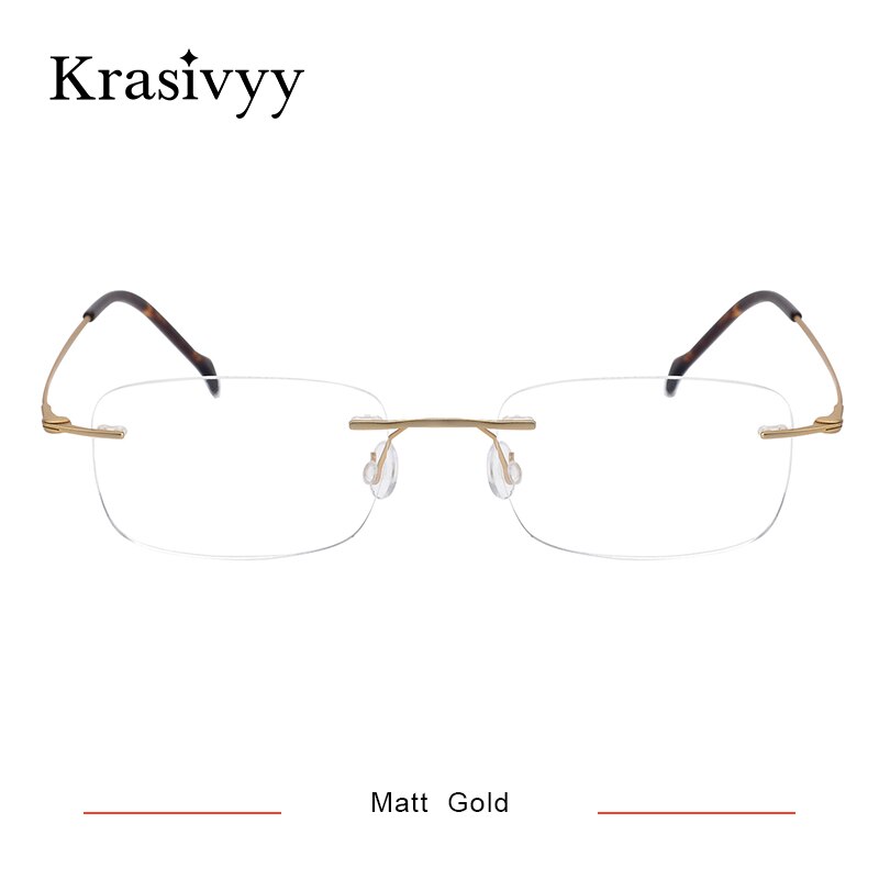 Krasivyy BRAND Pure Titanium Rimless glasses Frame Men Ultralight Screwless Myopia Prescription Eyewear Frameless Eyeglasses