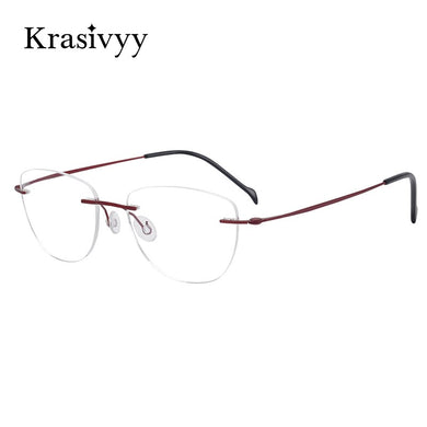 Krasivyy BRAND Rimless Glasses Frame Women Ultralight Pure Titanium Screwless Myopia Prescription Eyewear Frameless Eyeglasses