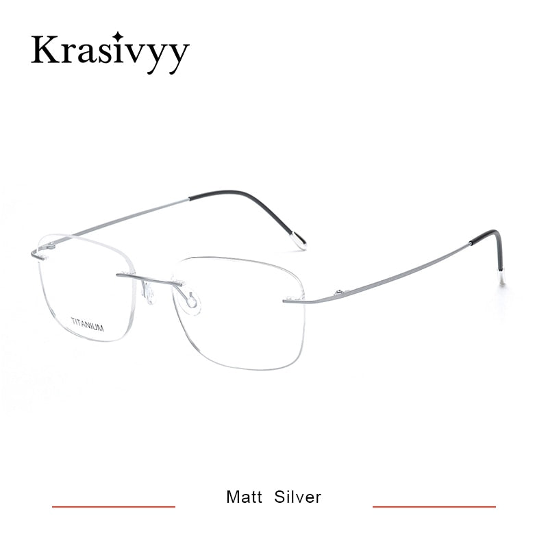 Krasivyy Classic Pure Titanium Rimless Glasses Frame Men Optical Prescription Eyewear Ultralight Frameless Eyeglasses for Men