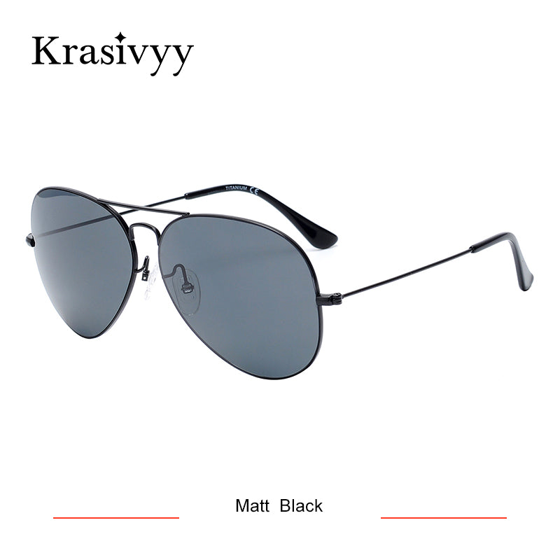Krasivyy Classic Pure Titanium Sunglasses Men Brand Design Nylon Lens Ultralight Aviation Sun Glasses Women Oculos De Sol