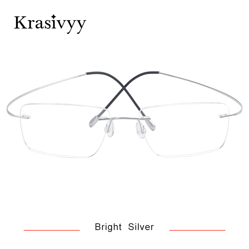Krasivyy Classic Rimless Glasses Frame Men Ultralight Optical Prescription Eyeglasses Pure Titanium Square Myopia Eyewear