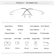 Load image into Gallery viewer, Krasivyy Classic Rimless Glasses Frame Men Ultralight Optical Prescription Eyeglasses Pure Titanium Square Myopia Eyewear