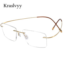 Load image into Gallery viewer, Krasivyy Classic Rimless Glasses Frame Men Ultralight Optical Prescription Eyeglasses Pure Titanium Square Myopia Eyewear