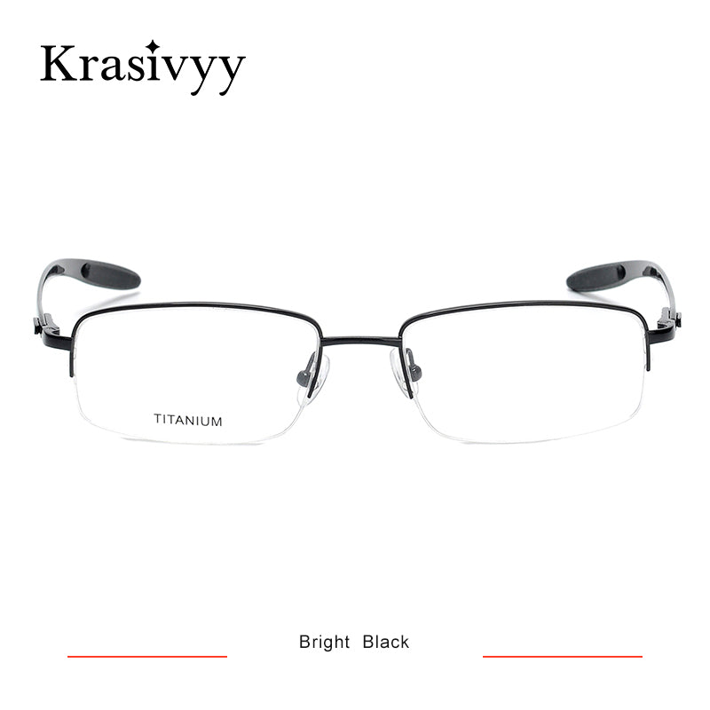 Krasivyy Half Frame Glasses Men  Carbon Fiber Square Optical Prescription Eyeglasses Women 2023 Myopia Eyewear Frame