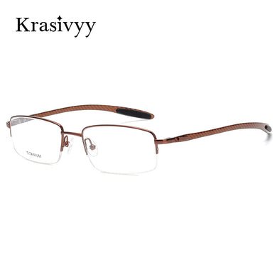 Krasivyy Half Frame Glasses Men  Carbon Fiber Square Optical Prescription Eyeglasses Women 2023 Myopia Eyewear Frame