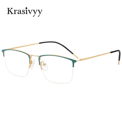 Krasivyy  Pure Titanium Glasses Frame Men Square Myopia Prescription Eyeglasses 2023 Male Full-Rim Optical Korean Eyewear