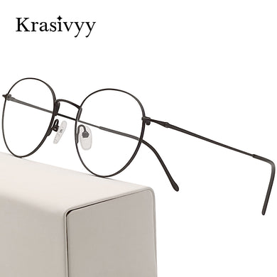 Krasivyy  Titanium Glasses Frame Women Brand Ultralight Prescription Eyeglasses Men Korean Vintage Round Optical Eyewear