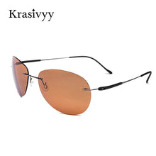 Load image into Gallery viewer, Krasivyy Men Driving Ultralight Titanium Polarized Sunglasses Brand Design Rimless Aviation Sun Glasses Women Oculos De Sol