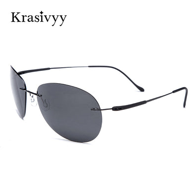 Krasivyy Men Driving Ultralight Titanium Polarized Sunglasses Brand Design Rimless Aviation Sun Glasses Women Oculos De Sol