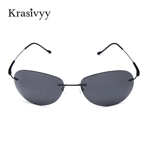Krasivyy Men Driving Ultralight Titanium Polarized Sunglasses Brand Design Rimless Aviation Sun Glasses Women Oculos De Sol