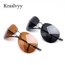 Load image into Gallery viewer, Krasivyy Men Driving Ultralight Titanium Polarized Sunglasses Brand Design Rimless Aviation Sun Glasses Women Oculos De Sol