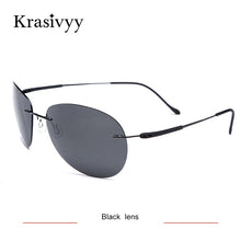 Load image into Gallery viewer, Krasivyy Men Driving Ultralight Titanium Polarized Sunglasses Brand Design Rimless Aviation Sun Glasses Women Oculos De Sol