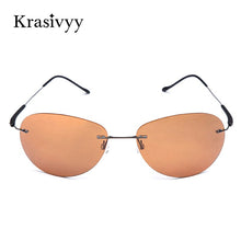 Load image into Gallery viewer, Krasivyy Men Driving Ultralight Titanium Polarized Sunglasses Brand Design Rimless Aviation Sun Glasses Women Oculos De Sol