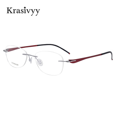 Krasivyy Oval Rimless Glasses Frames Women Brand Designer Screwless Prescription Eyeglasses Pure Titanium Myopia Optical Eyewear