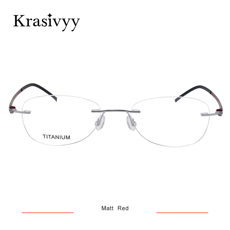 Krasivyy Oval Rimless Glasses Frames Women Brand Designer Screwless Prescription Eyeglasses Pure Titanium Myopia Optical Eyewear