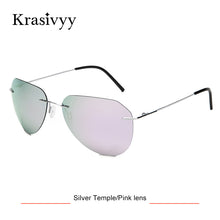 Load image into Gallery viewer, Krasivyy Pilot Polarized Sunglasses Women  Ultralight Rimless Pure Titanium Sun Glasses Oculos De Sol UV400