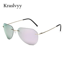Load image into Gallery viewer, Krasivyy Pilot Polarized Sunglasses Women  Ultralight Rimless Pure Titanium Sun Glasses Oculos De Sol UV400