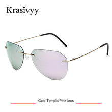 Load image into Gallery viewer, Krasivyy Pilot Polarized Sunglasses Women  Ultralight Rimless Pure Titanium Sun Glasses Oculos De Sol UV400