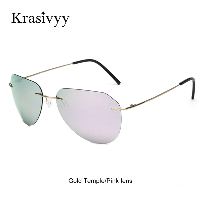Krasivyy Pilot Polarized Sunglasses Women  Ultralight Rimless Pure Titanium Sun Glasses Oculos De Sol UV400
