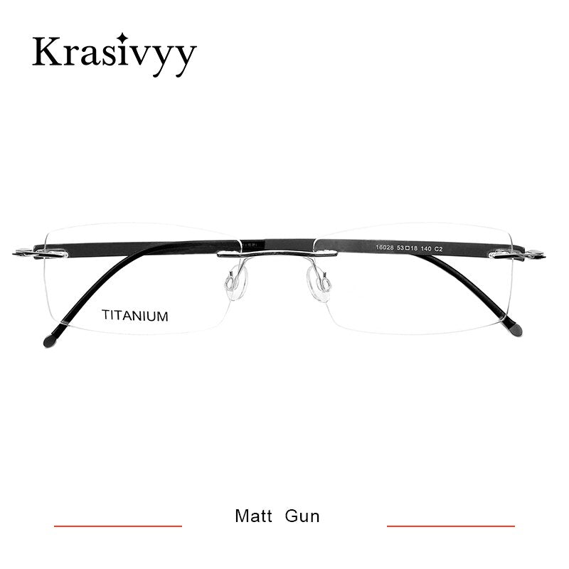 Krasivyy Pure Titanium Glasses Frame Men Brand Designer Screwless Prescription Eyeglasses Women Rimless Square Optical Eyewear