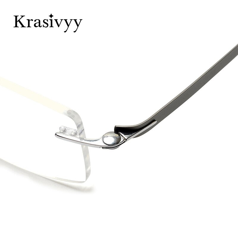 Krasivyy Pure Titanium Glasses Frame Men Brand Designer Screwless Prescription Eyeglasses Women Rimless Square Optical Eyewear
