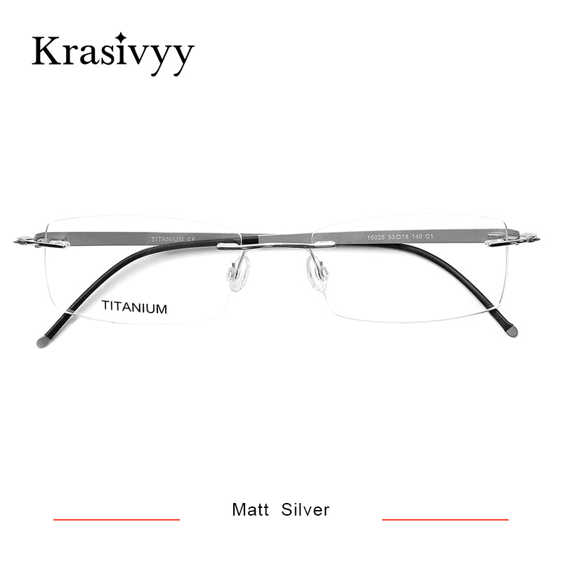 Krasivyy Pure Titanium Glasses Frame Men Brand Designer Screwless Prescription Eyeglasses Women Rimless Square Optical Eyewear