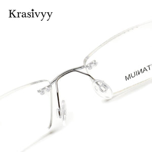 Krasivyy Pure Titanium Glasses Frame Men Brand Designer Screwless Prescription Eyeglasses Women Rimless Square Optical Eyewear