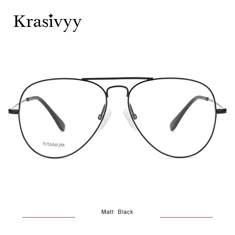 Krasivyy Pure Titanium Glasses Frame Men Classic Pilot Optical Prescription Eyeglasses Women 2023 Korean Retro Aviation Eyewear