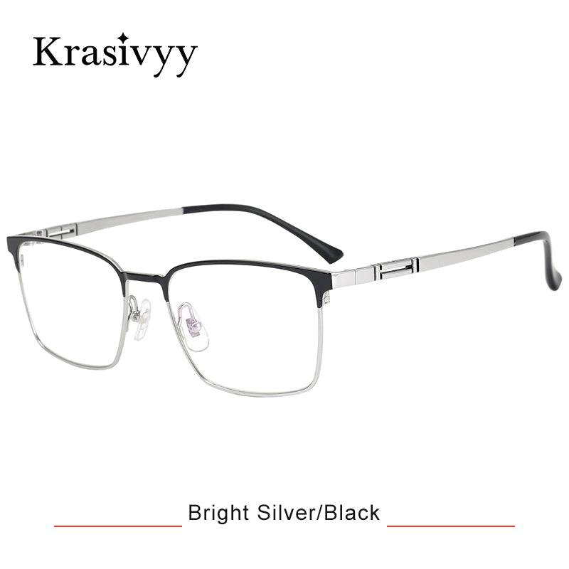 Krasivyy Pure Titanium Glasses Frame Men Korean Square Eyewear Male Classic Full-Rimless Optical Prescription Eyeglasses