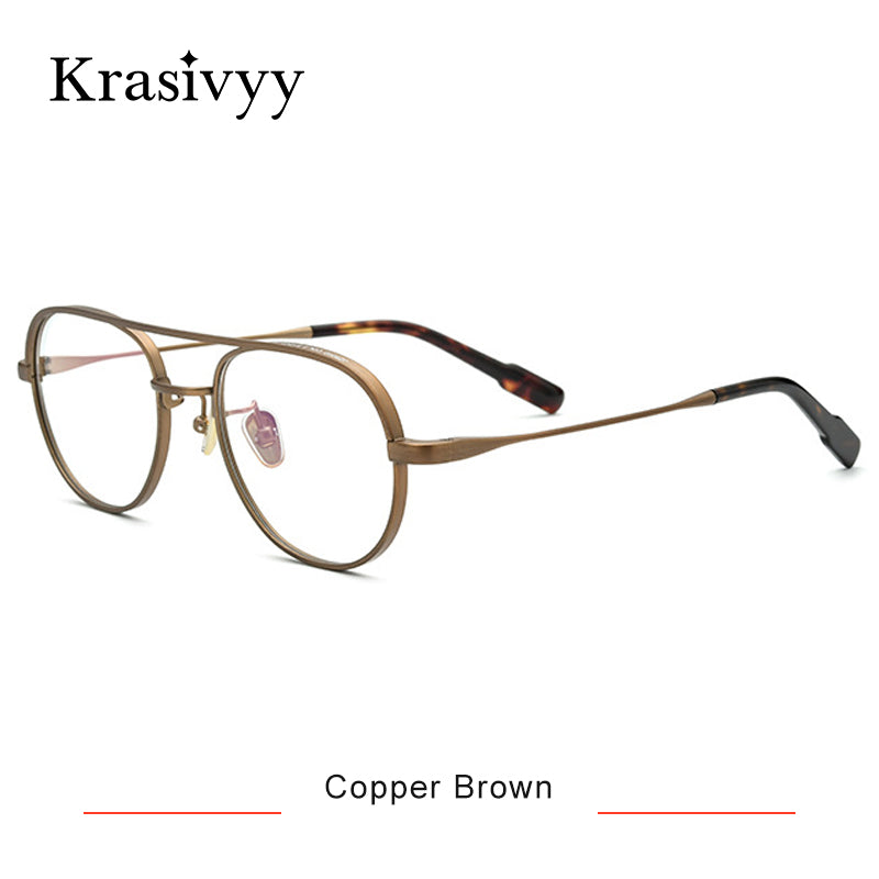 Krasivyy Pure Titanium Glasses Frame Men Retro Pilot Myopia Optical Prescription Eyeglasses Frames 2023 Women Vintage Eyewear