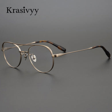Krasivyy Pure Titanium Glasses Frame Men Retro Pilot Myopia Optical Prescription Eyeglasses Frames 2023 Women Vintage Eyewear