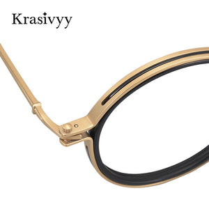 Krasivyy Pure Titanium Glasses Frame Men Retro Round Prescription Eyeglasses Women 2023 Vintage Myopia Optical Eyewear