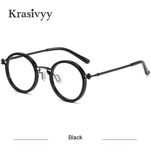 Krasivyy Pure Titanium Glasses Frame Men Retro Round Prescription Eyeglasses Women 2023 Vintage Myopia Optical Eyewear
