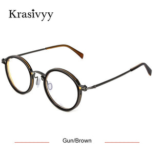 Krasivyy Pure Titanium Glasses Frame Men Retro Round Prescription Eyeglasses Women 2023 Vintage Myopia Optical Eyewear