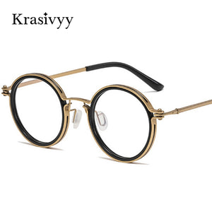 Krasivyy Pure Titanium Glasses Frame Men Retro Round Prescription Eyeglasses Women 2023 Vintage Myopia Optical Eyewear