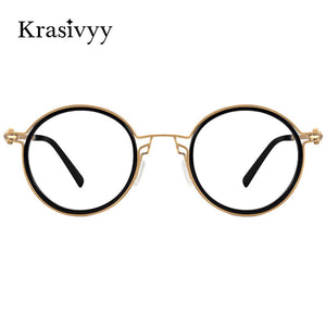 Krasivyy Pure Titanium Glasses Frame Men Retro Round Prescription Eyeglasses Women 2023 Vintage Myopia Optical Eyewear