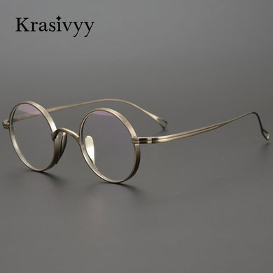 Krasivyy Pure Titanium Glasses Frame Men Retro Round Prescription Eyeglasses Women 2023 Vintage Myopia Optical Eyewear