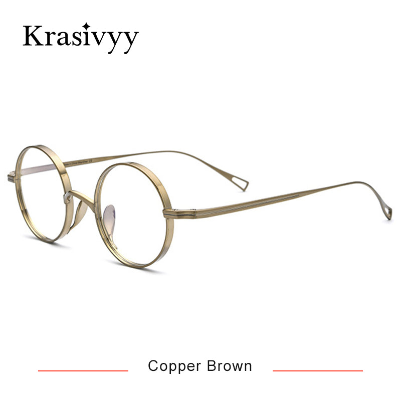 Krasivyy Pure Titanium Glasses Frame Men Retro Round Prescription Eyeglasses Women 2023 Vintage Myopia Optical Eyewear