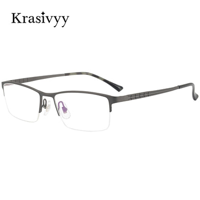Krasivyy Pure Titanium Glasses Frame Men Square Male Semi Rim Myopia Prescription Eyewear 2023 Korean Optical Eyeglasses