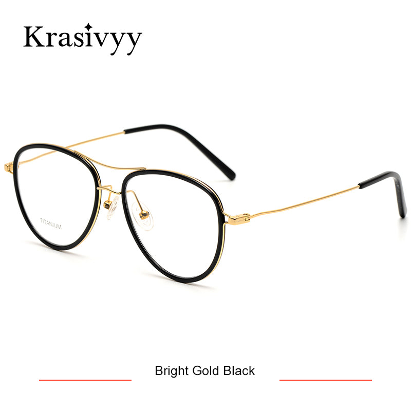 Krasivyy Pure Titanium Glasses Frame Men Ultralight Myopia Optical Prescription Eyewear Classic Pilot Women Eyeglasses Frames