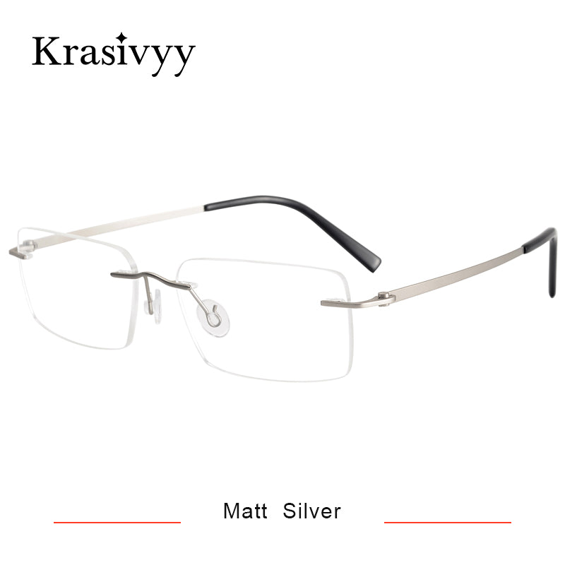 Krasivyy Pure Titanium Glasses Frame Men Women Rimless Prescription Square Eyeglasses Frameless Screwless Myopia Optical Eyewear