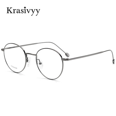 Krasivyy Pure Titanium Glasses Frame Women Brand Design Optical Prescription Eyeglasses Men Korean Vintage Round Myopia Eyewear