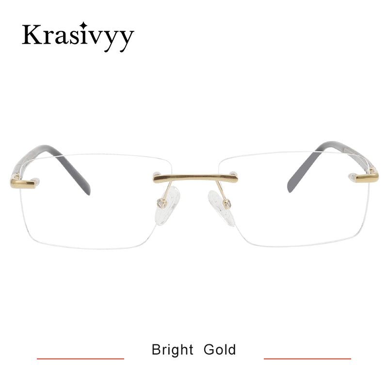 Krasivyy Pure Titanium Glasses Frame Women Brand Designer Optical Prescription Eyeglasses Men Rimless Square Myopia Eyewear