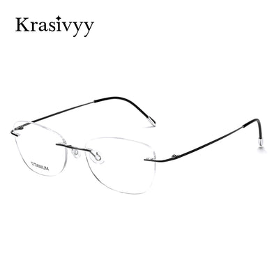 Krasivyy Pure Titanium Glasses Frame Women Brand Designer Ultralight Optical Prescription Eyewear Men Rimless Myopia Eyeglasses