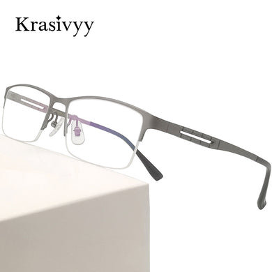 Krasivyy Pure Titanium Glasses Men Ultralight Spring Design Prescription Eyeglasses Male Korean Square Optical Eyewear Frame