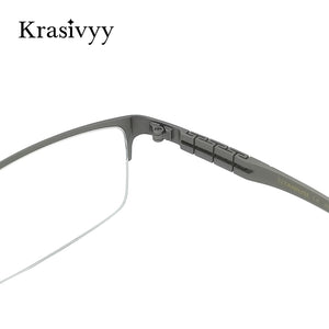 Krasivyy Pure Titanium Glasses Men Ultralight Spring Design Prescription Eyeglasses Male Korean Square Optical Eyewear Frame