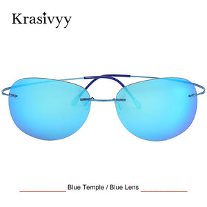 Krasivyy Pure Titanium Polarized Sunglasses Men  Ultralight Women Rimless Driving Pilot Sun Glasses Oculos de sol